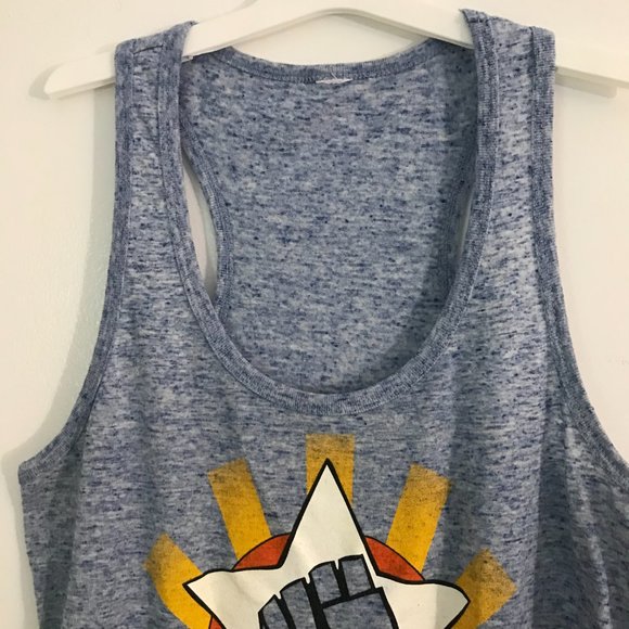 Lando Women's Graphic Heather Blue Racerback Tank Top - Picture 5 of 5